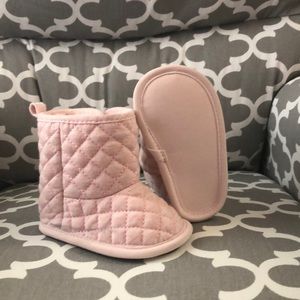 Pink baby booties